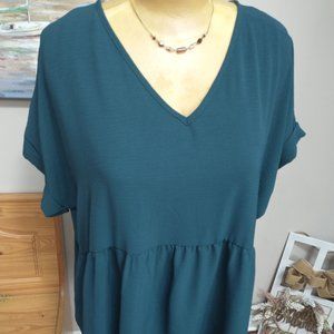 ChicSoul Women's Size 2XL Charming Beauty Teal Babydoll Top